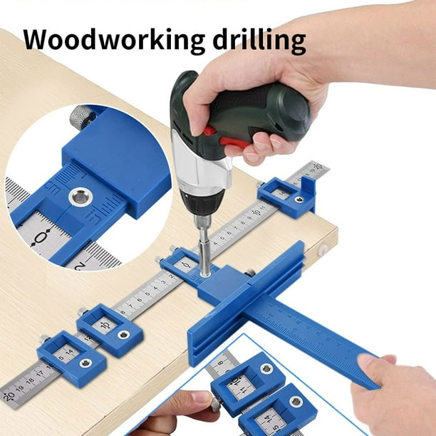 Woodpeckers Precision Locator A Fast and Accurate Installation Woodworking Punch Locator Portable Drilling Locator Adjustable Drilling Guide for DIY Furniture Connecting Position Hand Tools 